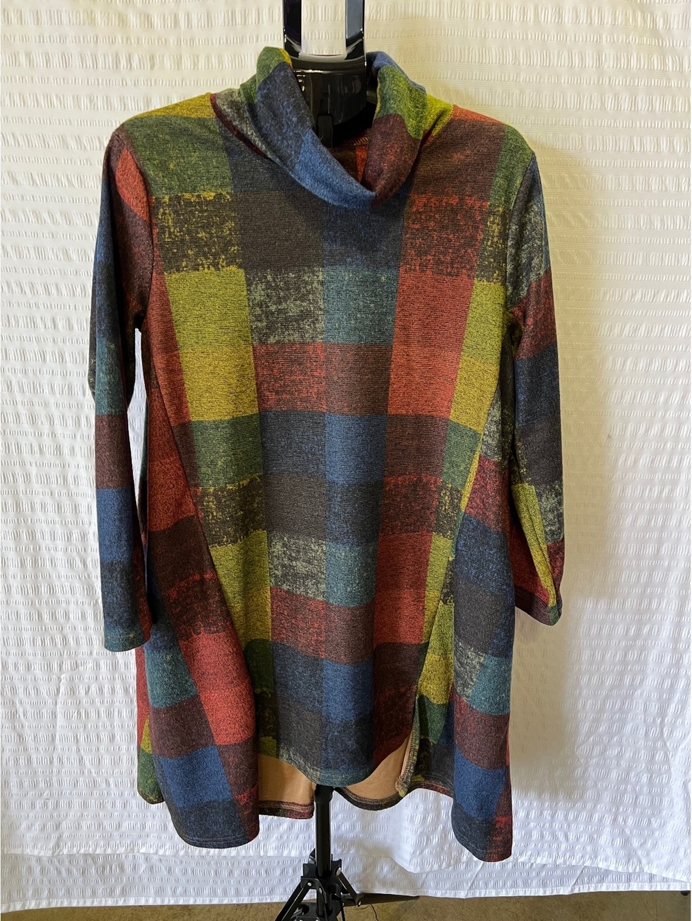 Yipin Yichu Multicolor Patchwork Plaid Dress — XL